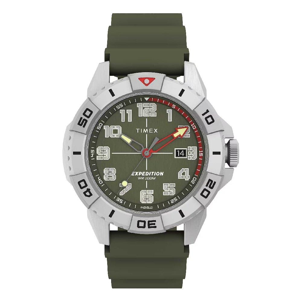 

Timex outdoor watch for men, analog, 42mm, silicone strap, tw2v40700 - green