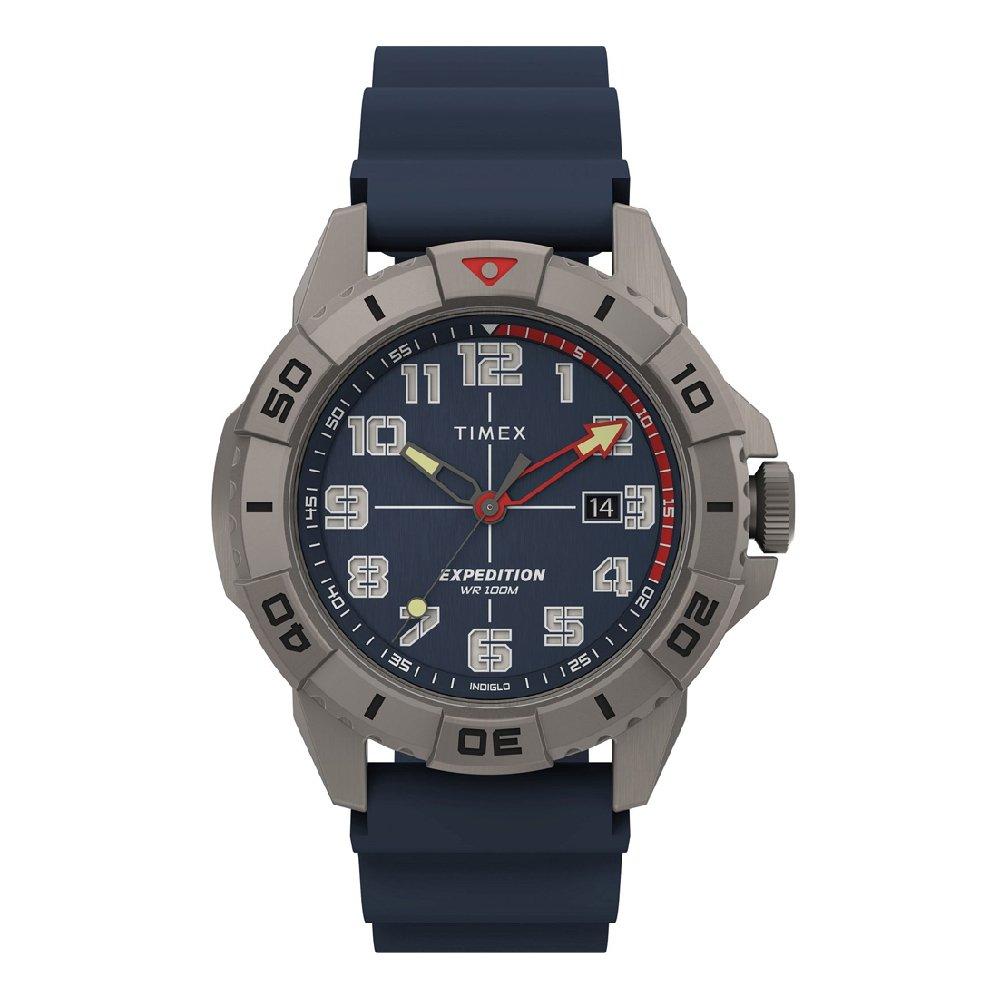 

Timex outdoor watch for men, analog, 42mm, silicone strap, tw2v40800 - blue