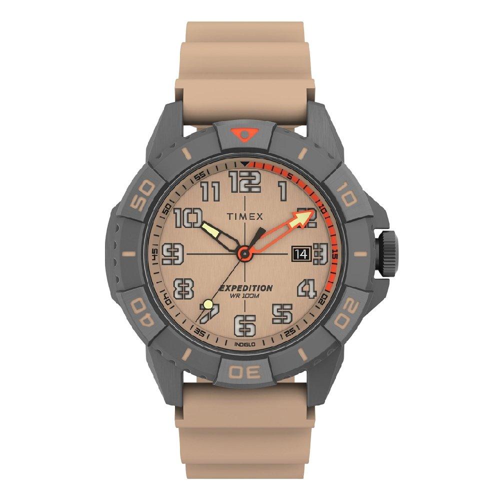 

Timex outdoor watch for men, analog, 42mm, silicone strap, tw2v40900 - brown
