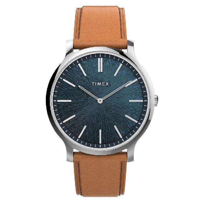 

Timex city watch for men, analog, 40 mm, leather band, tw2v43400 - brown