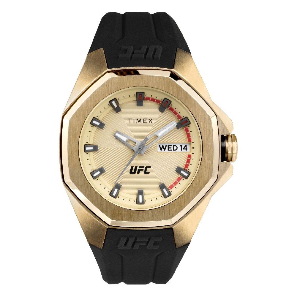 

Timex ufc pro watch for men, analog, 44 mm, silicone band, tw2v57100- black