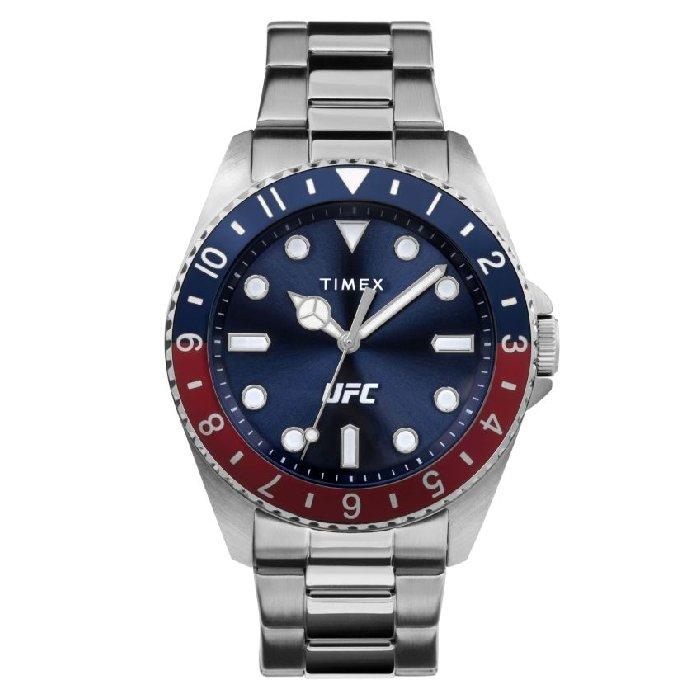 

Timex ufc watch for men, analog, 42 mm, stainless steel band, tw2v56600- silver