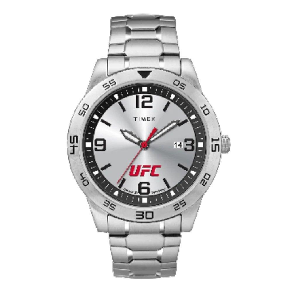

Timex ufc watch for men, analog, 42 mm, stainless steel band, tw2v56300 - silver