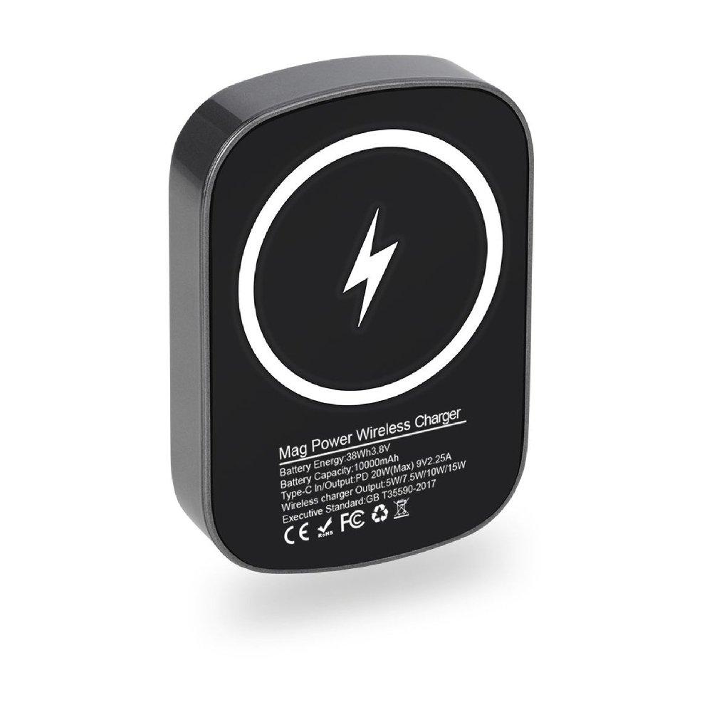 

Baykron wireless charging power bank, 10000mah, bkr-pb-mag10k-gb - black
