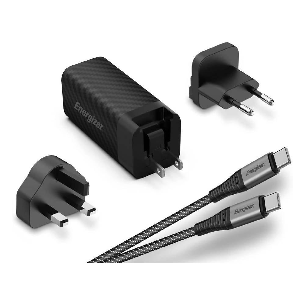

Energizer wall charger adapter multi blug with pd 90w+ usb-c cable, a90muc - black