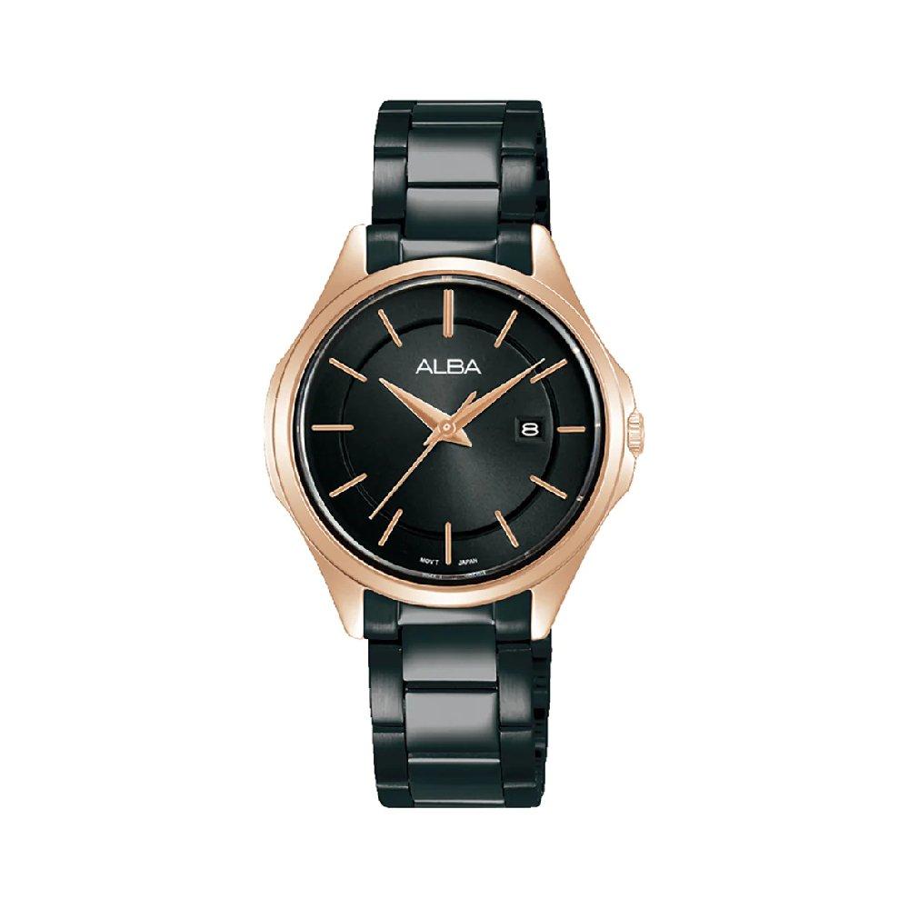

Alba prestige women watch, analog, 30mm, stainless steel, ah7az8x1– black