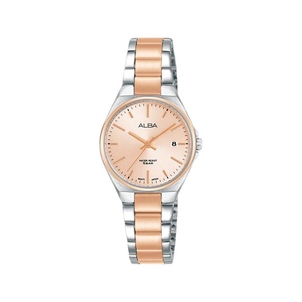 

Alba prestige ladies watch, 26mm, analog, stainless steel strap, ah7bb6x1– rose gold/si...