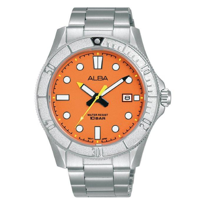 

Alba active watch for men, analog, stainless steel band, 43mm, as9q03x1 - silver