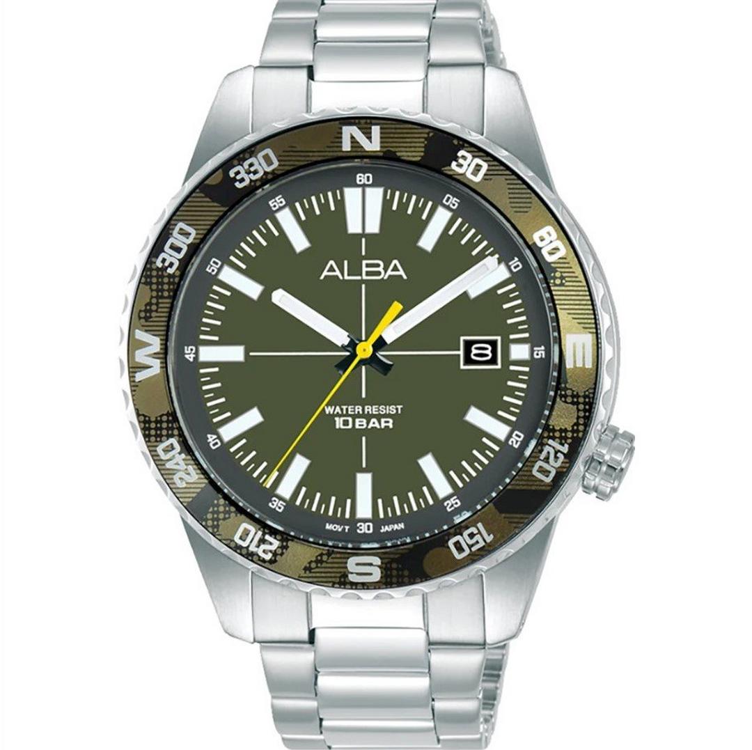 ALBA Active Watch for Men, Analog, 42.6mm, Stainless Steel Strap, AS9Q17X1- Silver