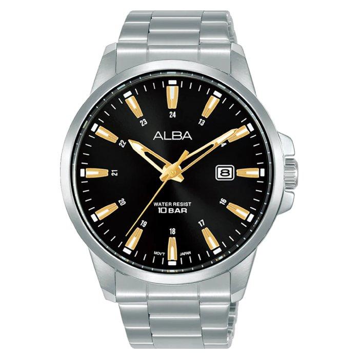 

Alba active watch for men, analog, stainless steel band, 43mm, as9q51x1 - silver