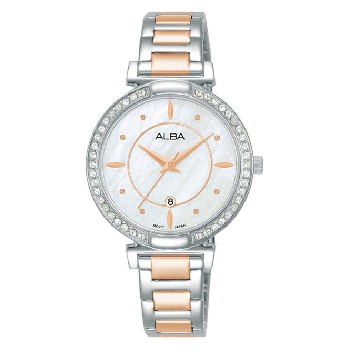 

Alba watch for women, analog, stainless steel band, 31mm, silver / rose gold - ah7be9x1