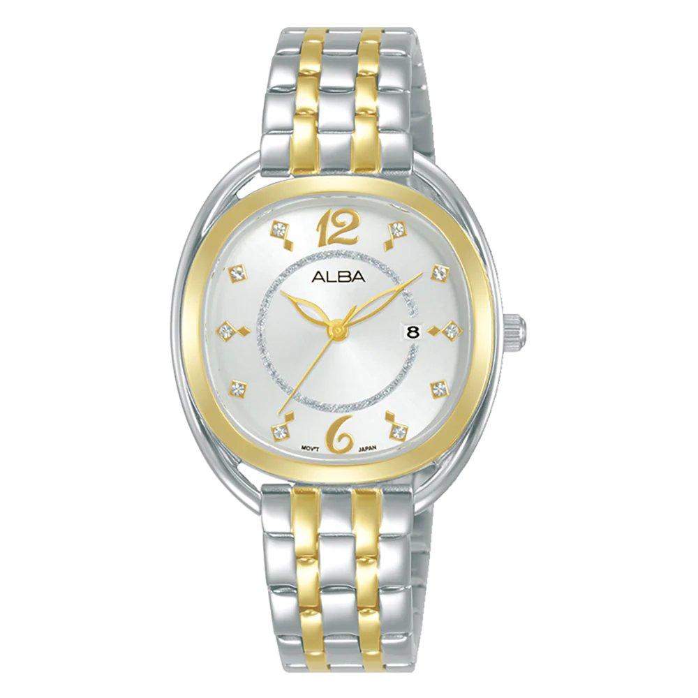

Alba fashion watch for women, analog, stainless steel band, 31mm, ah7bg8x1 - silver / gold