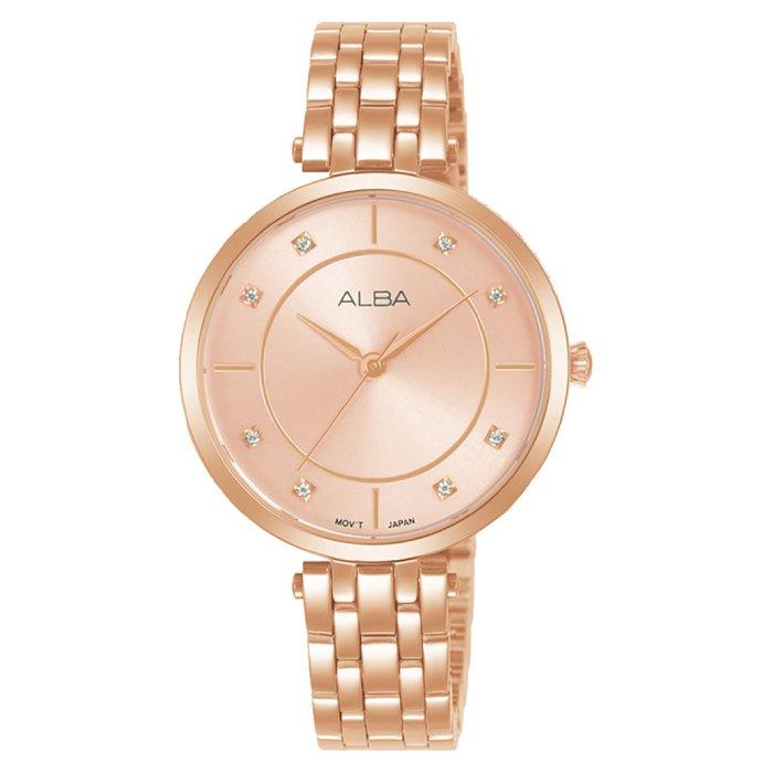 

Alba watch for women, analog, stainless steel band, 32mm, rose gold - arx074x1