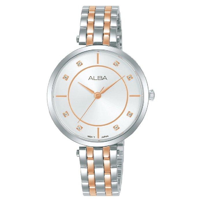 

Alba watch for women, analog, stainless steel band, 32mm, silver / rose gold - arx078x1