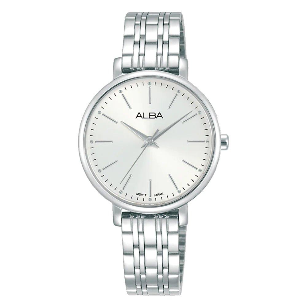 

Alba fashion watch for women, analog, stainless steel band, 30mm, arx095x1 - silver