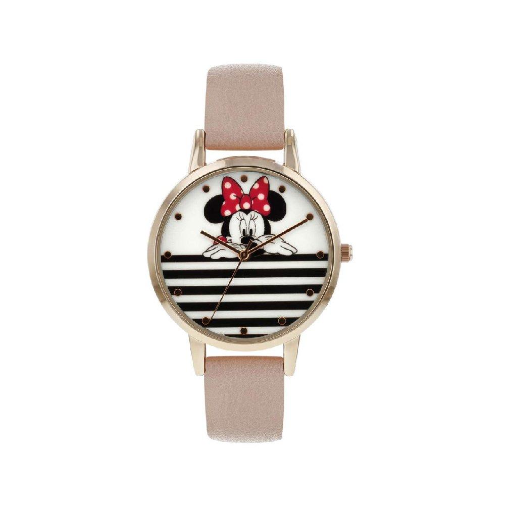 

Disney minnie mouse kids watch, analog, 38 mm, leather strap, mn5102– pink
