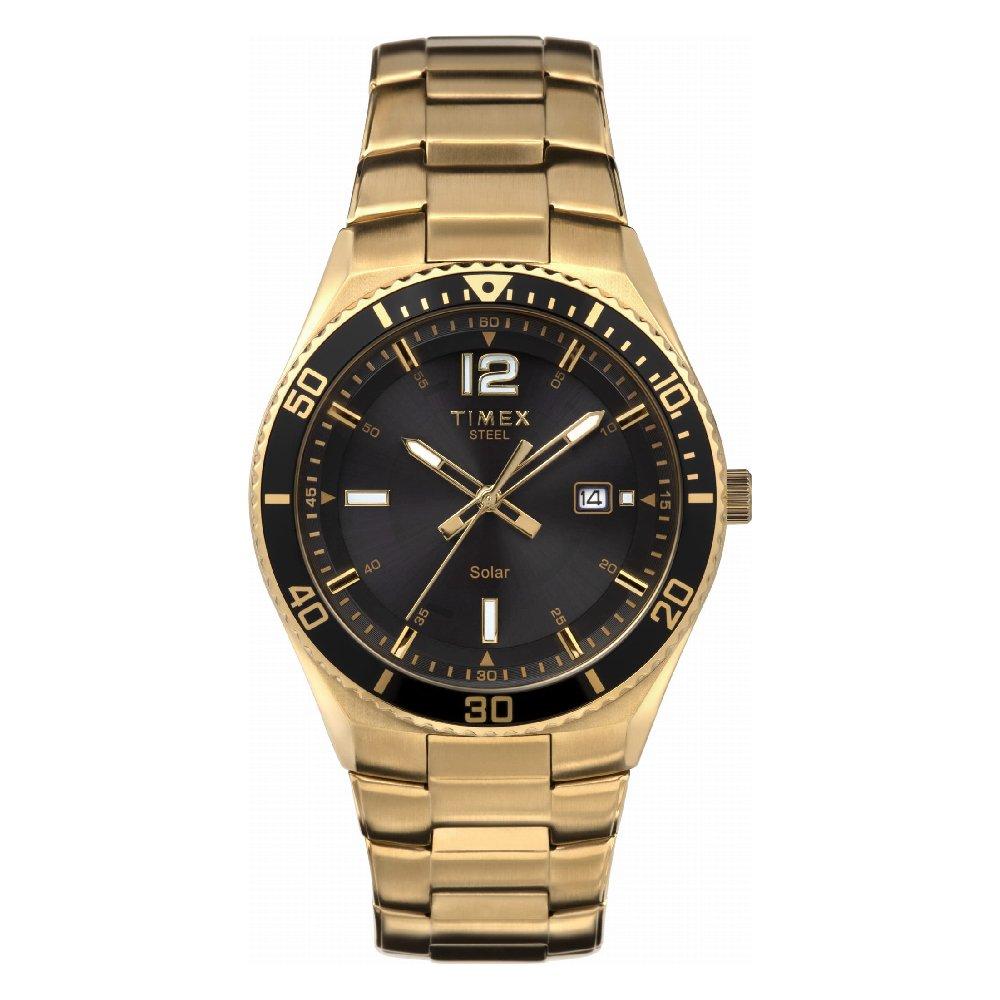 

Timex solar watch for men, analog, 43mm, stainless steel strap, tw2v53900 - gold