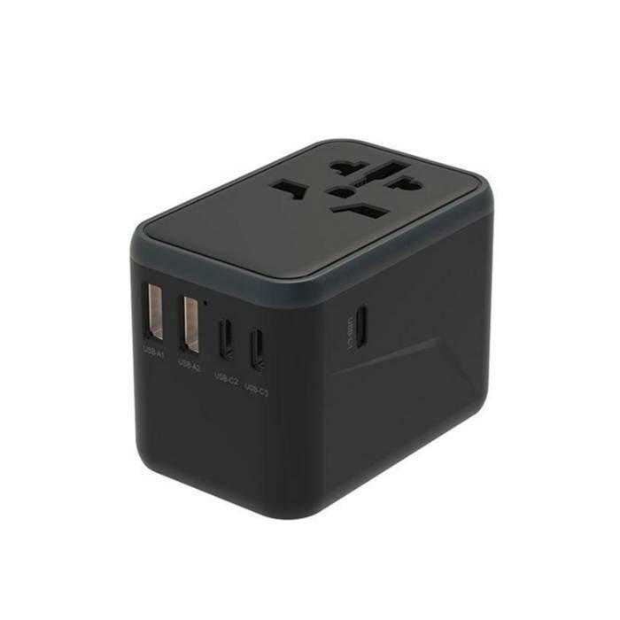 EQ Universal Multi-Port Travel Adaptor, 65 Watts, 636DV-EQ – Black