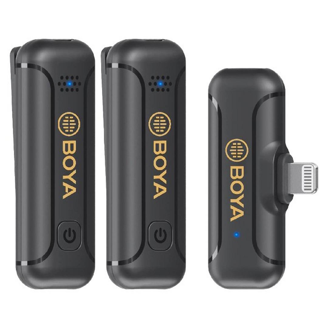 Boya Dual 2.4GHZ Wireless Lavalier Microphone, Lightning Connector, BY-WM3T2-D2 - Black