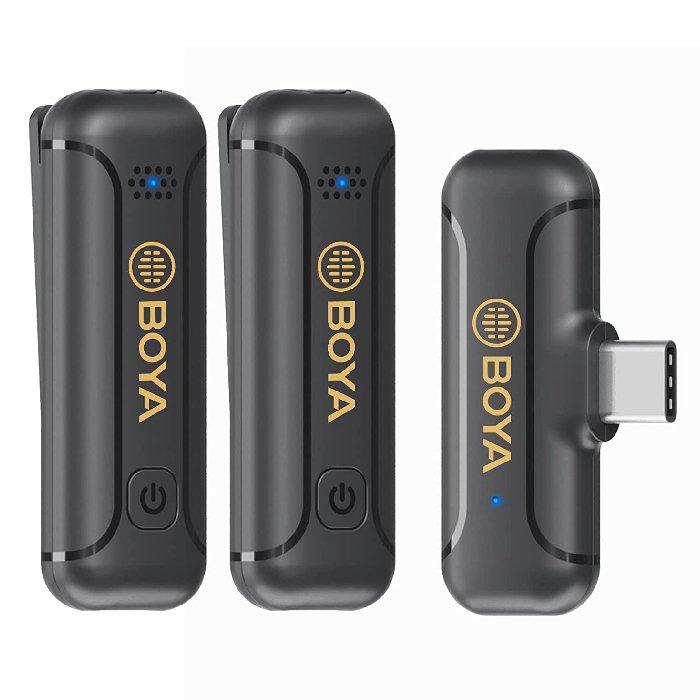 

Boya dual 2. 4ghz wireless lavalier microphone, usb-c connector, by-wm3t2-u2 - black