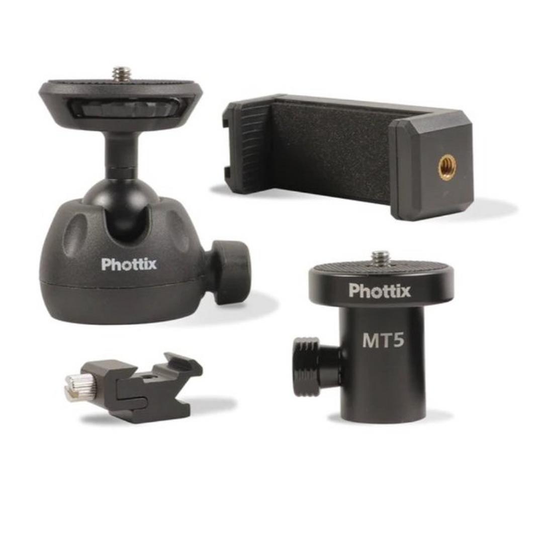 Phottix MT5 Light Stand Adapter & Ballhead Kit – Black