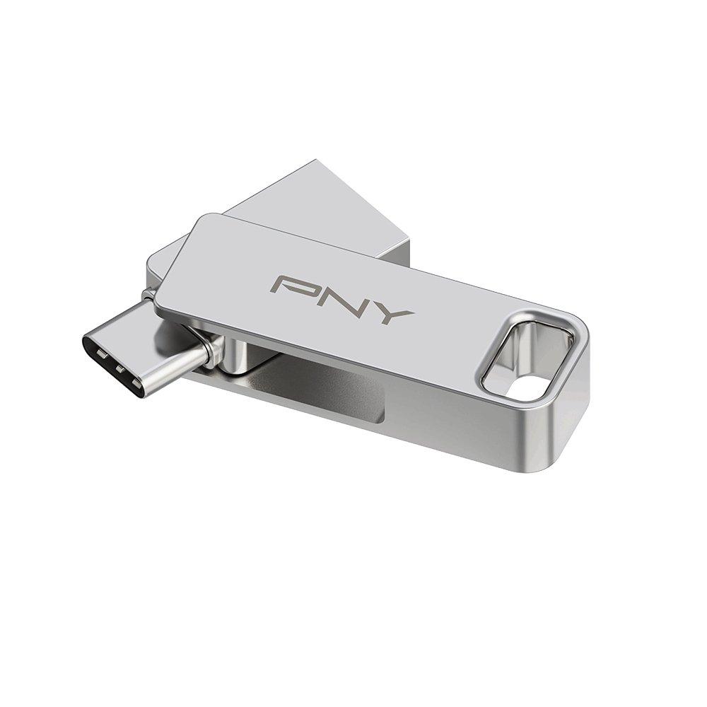 

Pny duo link type-c usb 3. 2 dual flash drive, 64gb, p-fdi64gdulinktyc - silver