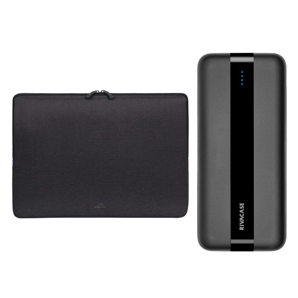 

Rivacase eco 15. 6" laptop sleeve + 10k power bank bundle, 7705+va2041 - black