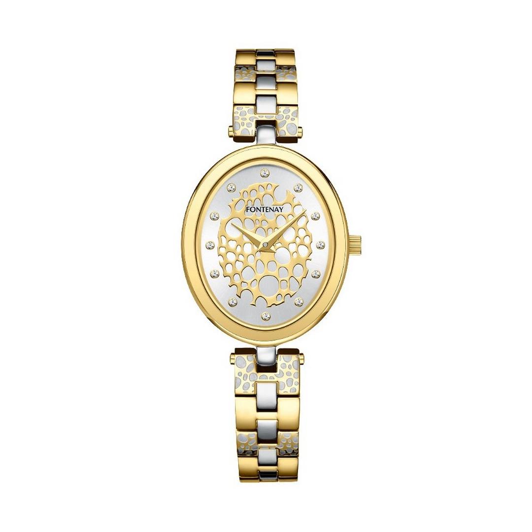 Fontenay Paris Watch for Women, Analog, Stainless Steel Band, 25x30, 329WXD - Silver / Gold