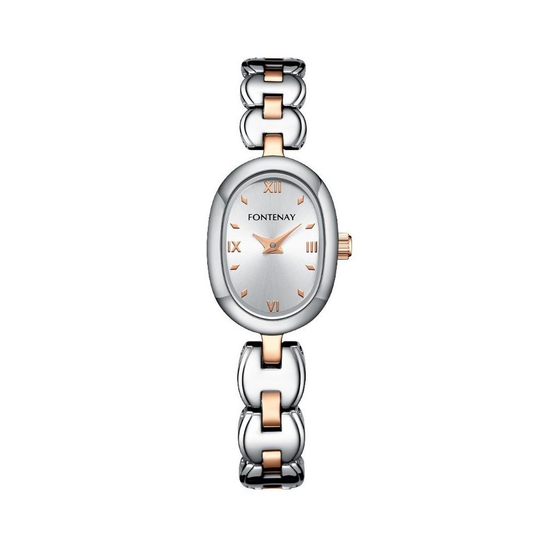 Fontenay Paris Watch for Women, Analog, Stainless Steel Band, 17X23.4, 329WUD - Silver / Rose Gold