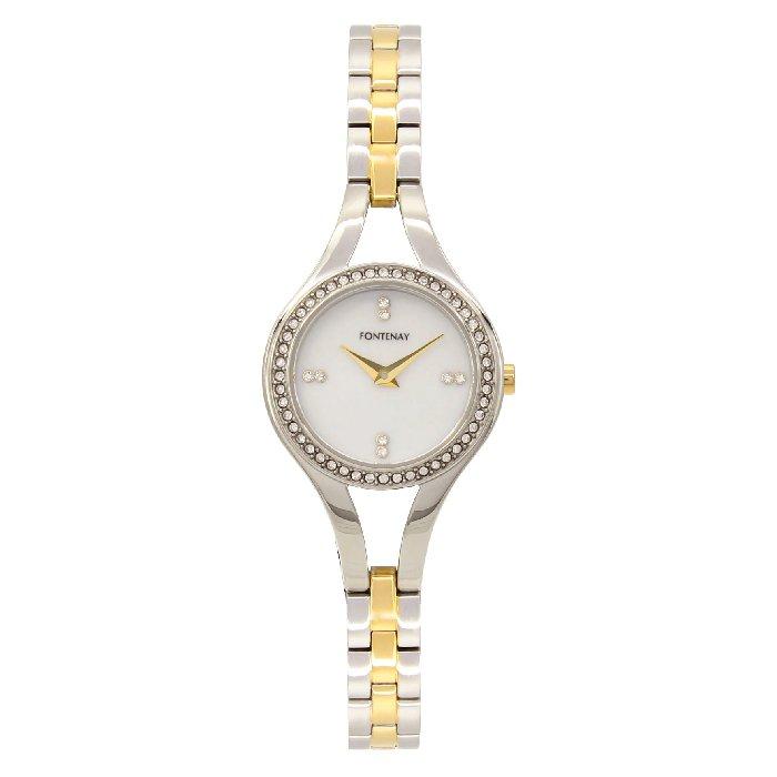

Fontenay paris watch for women, analog, stainless steel band, 27mm, 331wxd - silver / gold