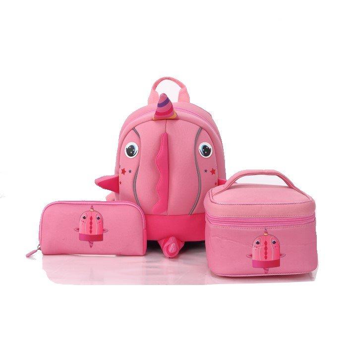

Eq kids 3in1 shark small backpack set, klb230259s - pink