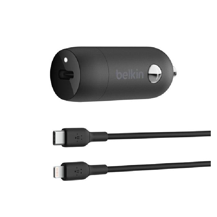 

Belkin 30w usb-c car charger, usb-c to lightning cable, cca004bt1mbk-b5 - black