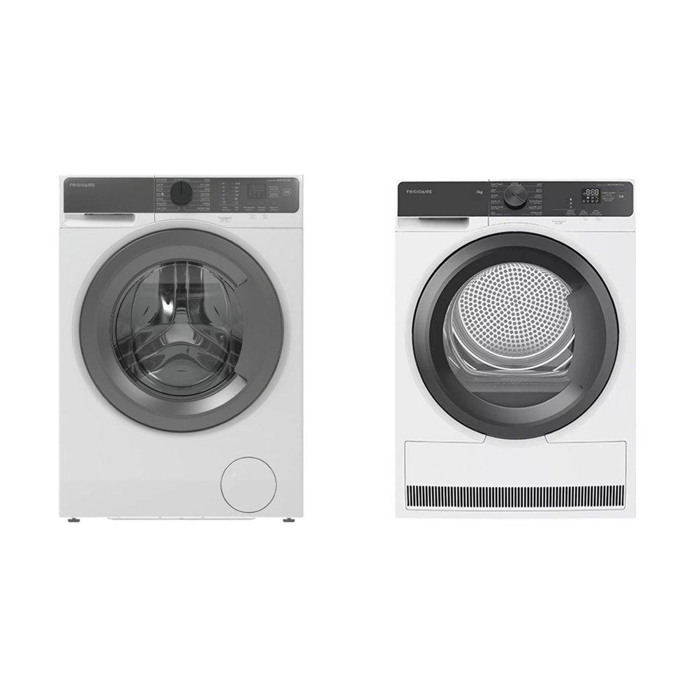

Frigidiare front load washer 8kg + condenser dryer 8kg bundle, fwf9024m+fdh804n7 – white