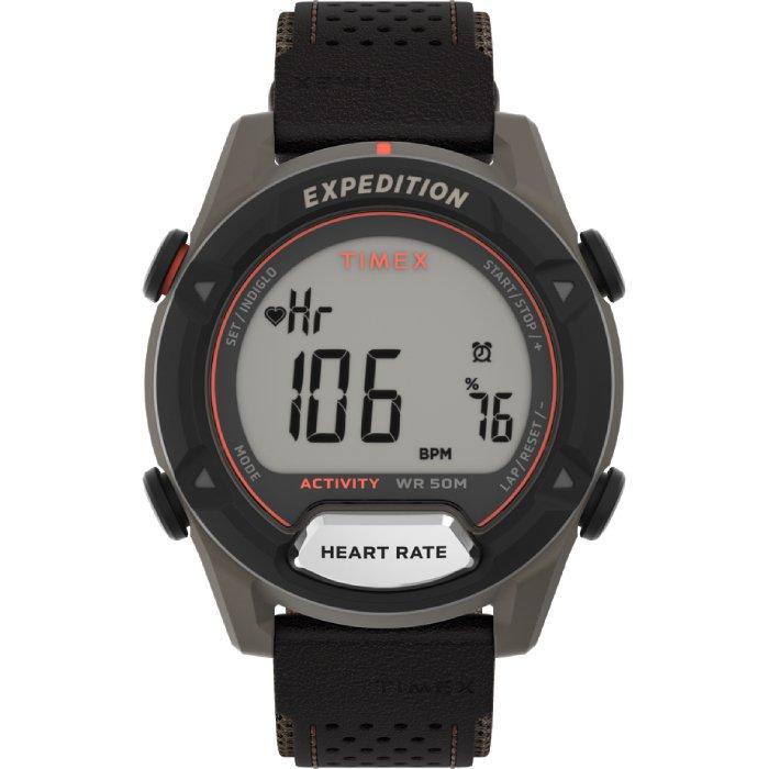 

Timex expedition trailblazer plus watch for men, digital, 43mm, leather strap, tw4b2710...