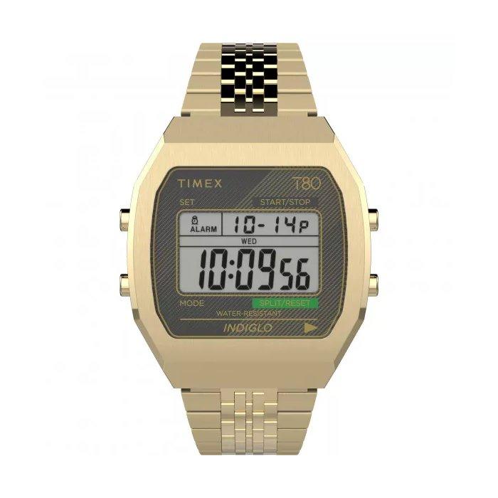 

Timex t80 unisex watch, digital, 36mm, stainless steel strap, tw2v74300 – gold