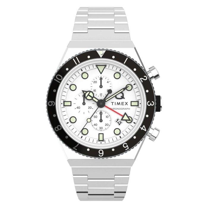 

Timex chronograph q gmt watch for men, analog, 40mm, stainless steel strap, tw2v69900 –...