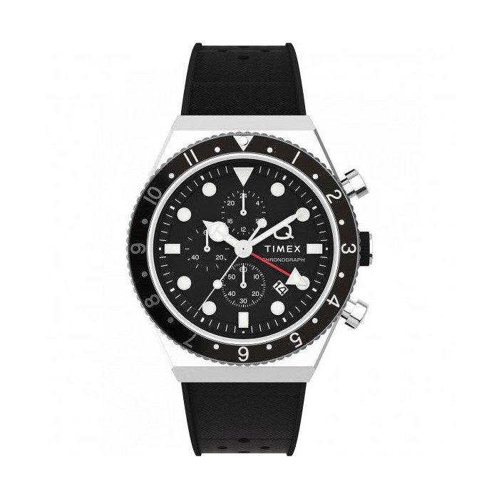 

Timex q men's watch, chronograph, 40mm, rubber strap, tw2v70000 – black