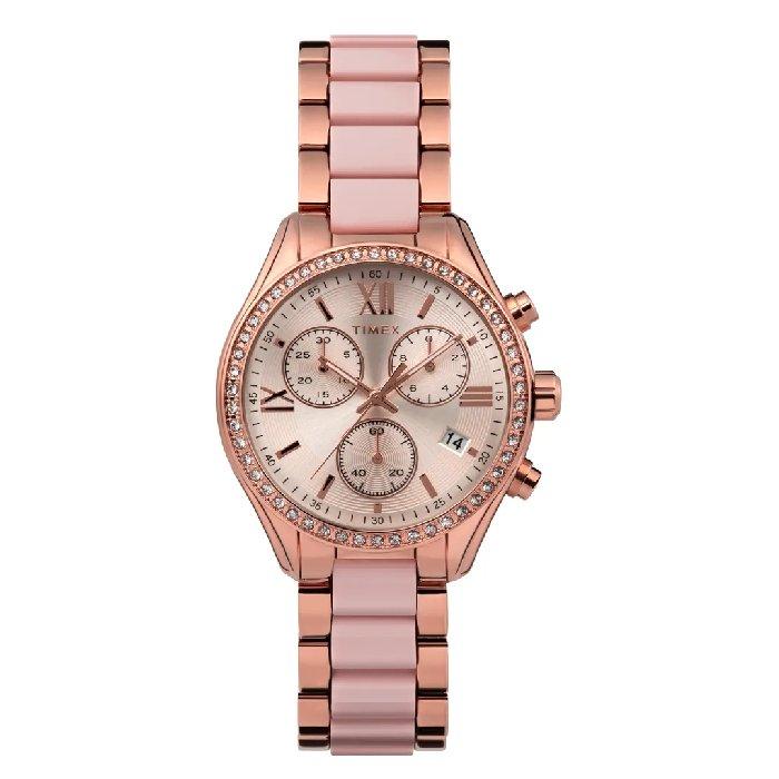 

Timex watch for women, analog, alloy band, 38mm, tw2v75000 - rose gold-tone