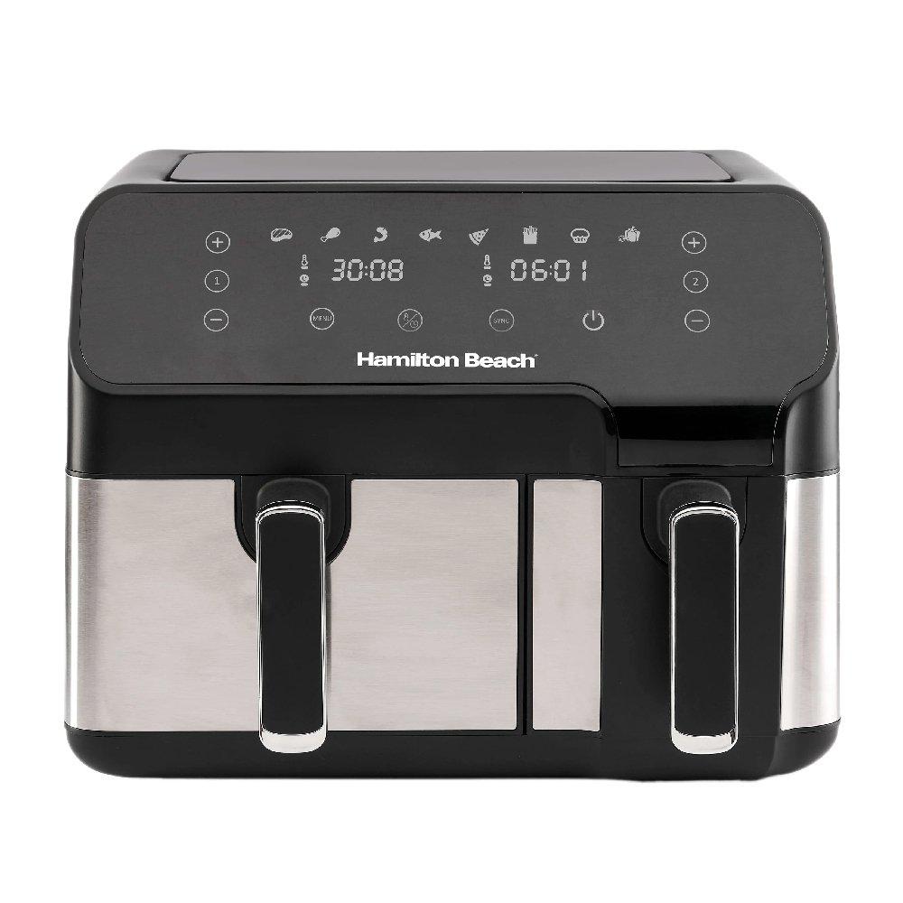 

Hamilton beach dual size air fryer, 1700w, 8. 5l, af5232-me - black/silver