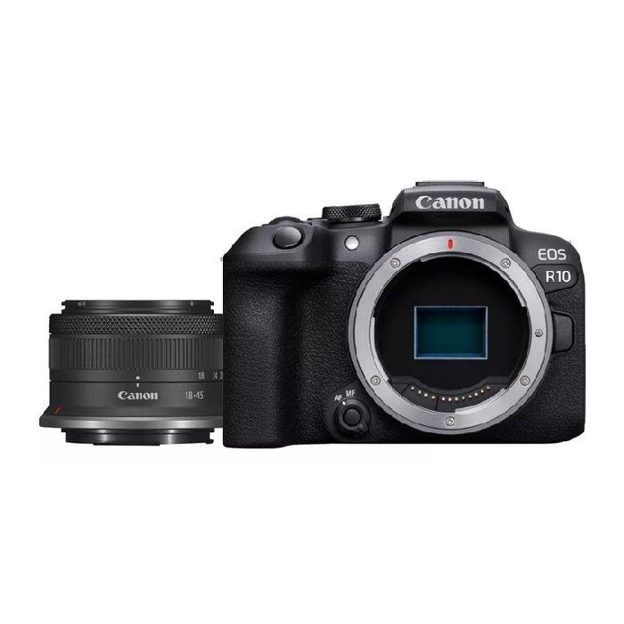 

Canon eos r10 hybrid camera + rf-s 18-45mm f4. 5-6. 3 is stm lens, 5331c010aa - black