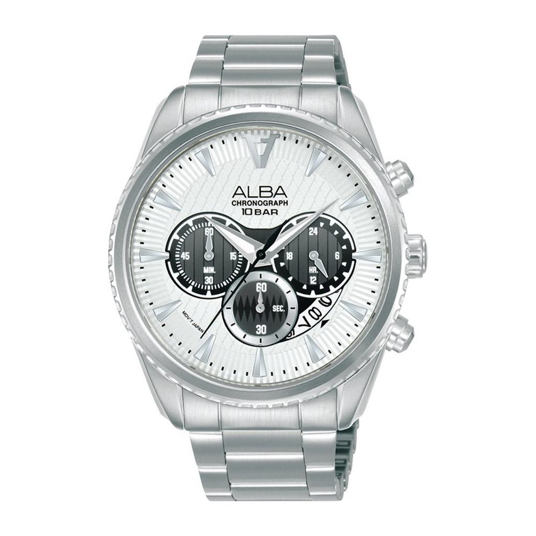 Alba Signa Men's Watch,Analog, 43mm, Stainless Steel Strap, AT3J17X1 - Silver