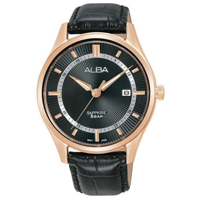 

Alba prestige men's watch, analog , 41mm, leather strap, as9r22x1 - black