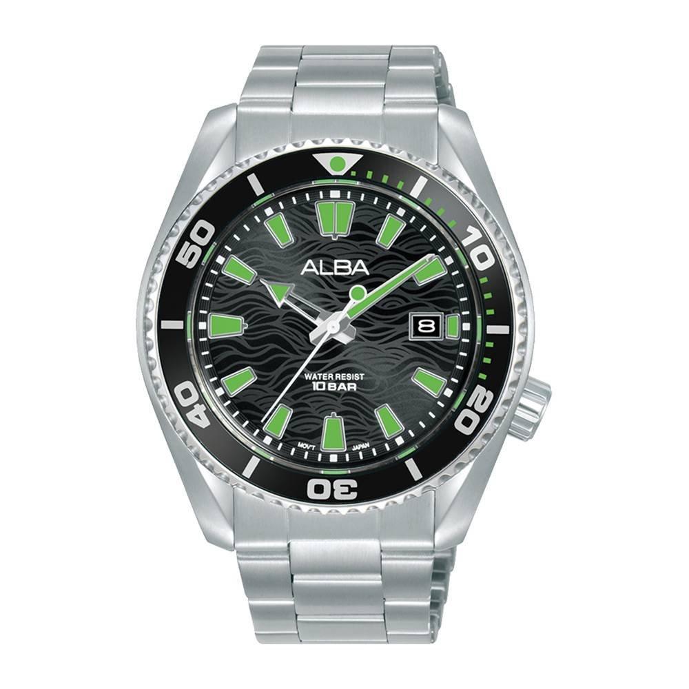 

Alba active watch for men, analog, 43. 5mm, stainless steel strap, as9r75x1 – silver