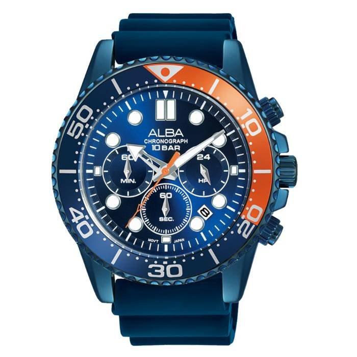 

Alba active men's watch, analog , 45mm, silicone strap, at3j45x1 - blue