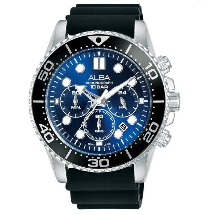 

Alba active men's watch, analog , 45mm, silicone strap, at3j47x1 - black