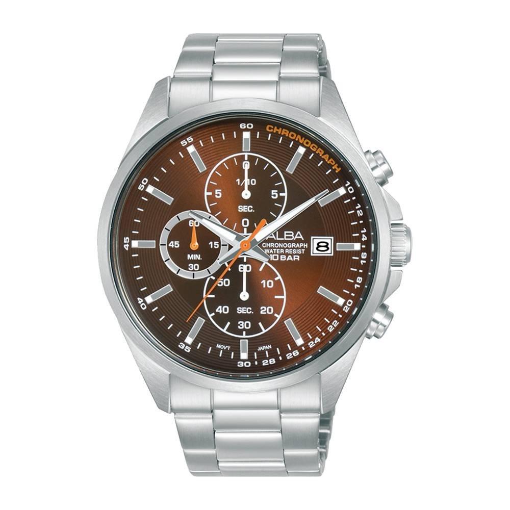 

Alba active watch for men, analog, 43mm, stainless steel strap, am3941x1 – silver