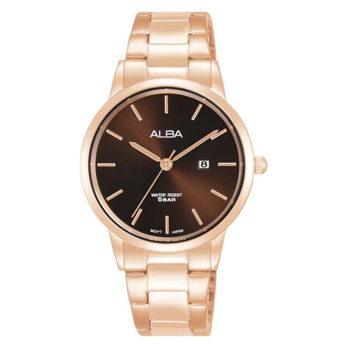 

Alba fashion ladies watch, analog, 32mm, stainless steal strap, ah7bu4x1 - rose gold