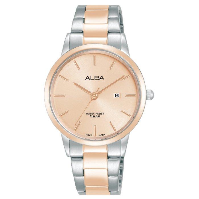 

Alba fashion ladies watch, analog, 32mm, stainless steel strap, ah7bu8x1 - silver/rose ...