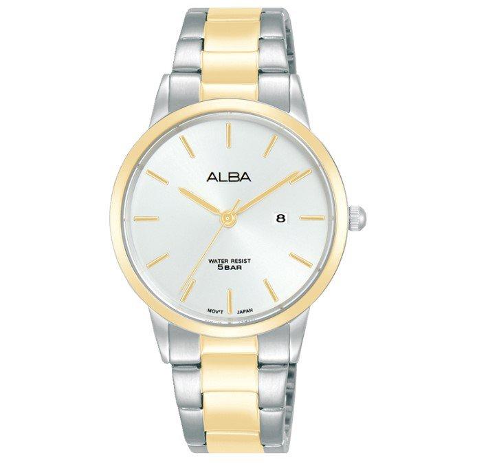 

Alba fashion ladies watch, analog, 32mm, stainless steel strap, ah7bv0x1 - silver/gold