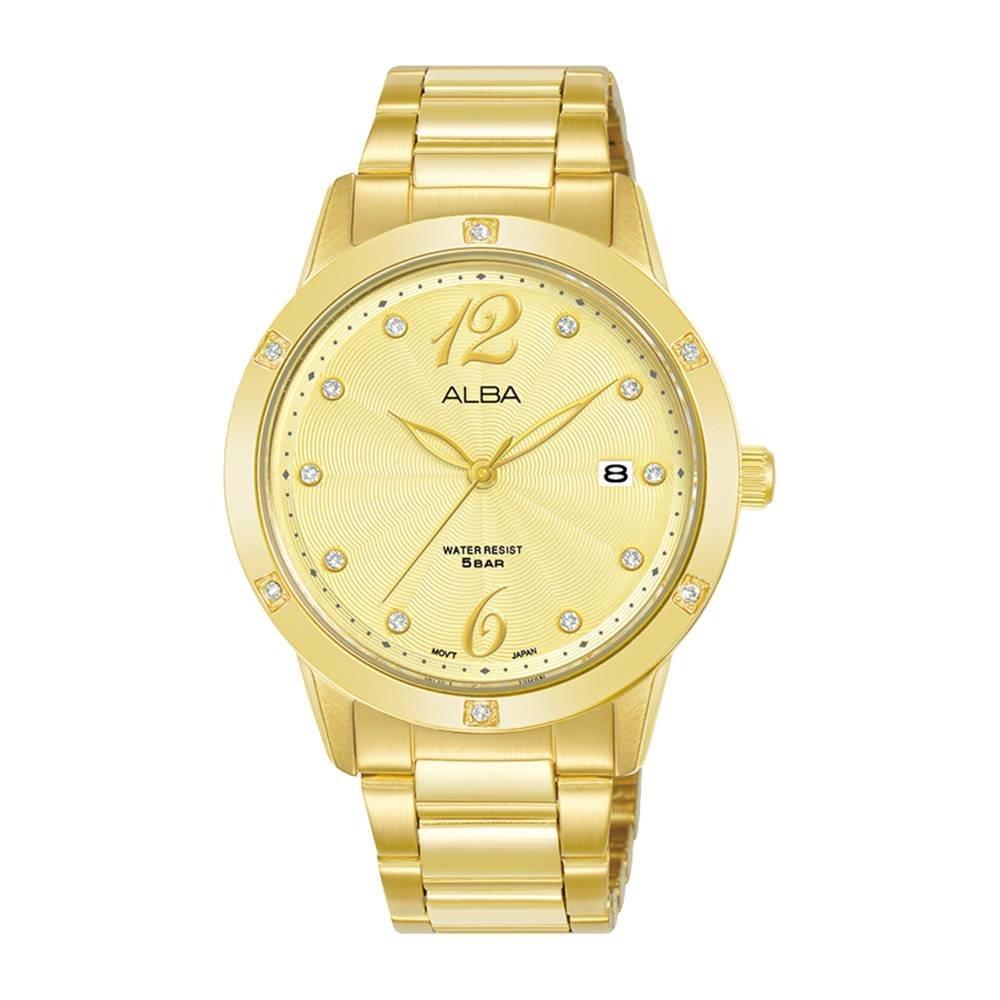 

Alba fashion watch for women, analog, 36mm, stainless steel strap, ag8n02x1 – gold